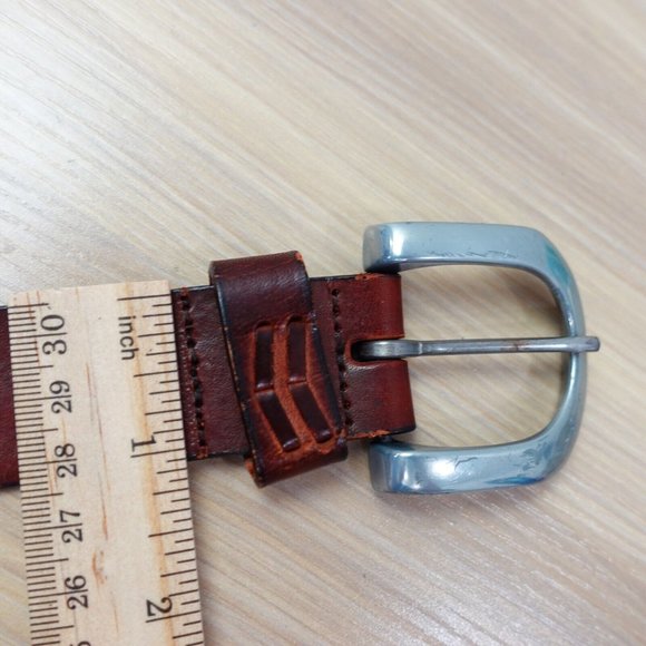 Belt Mens Brown‎ Leather Western Buckle 36 Laced Medieval Full Grain Cowhide USA - Picture 7 of 12